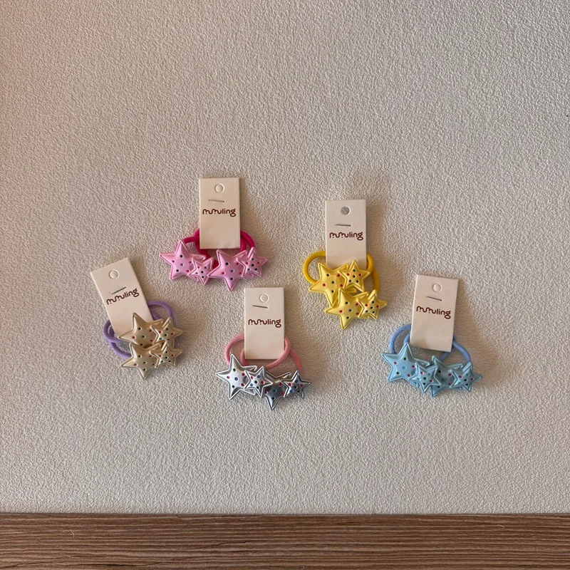 Lazos para el pelo con estrellas – bandas elásticas para niñas - imagen 2