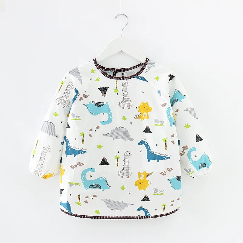 Babero impermeable de algodón para bebé con manga larga y delantal - imagen 4