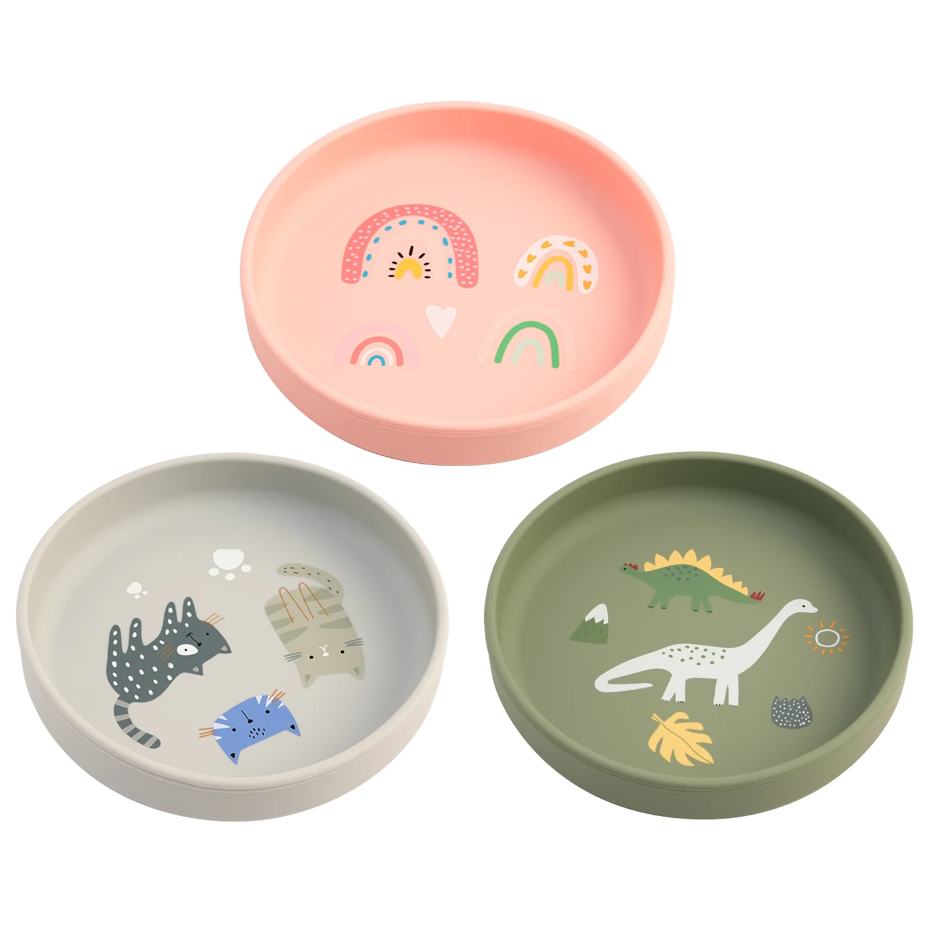 Plato de silicona de dinosaurio vista frontal