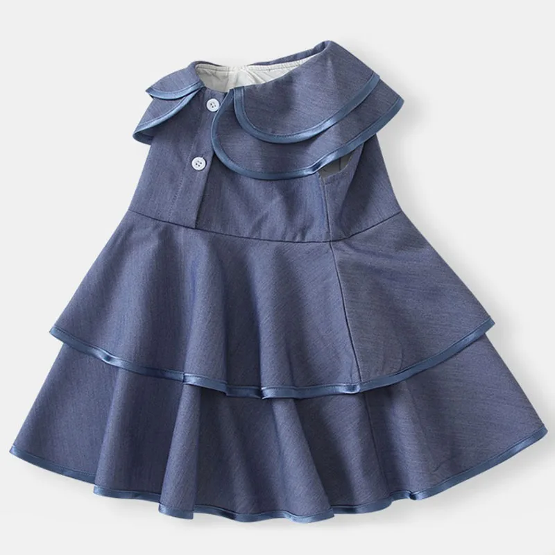 Vestido vaquero azul para niñas con cuello redondo estilo coreano - imagen 5