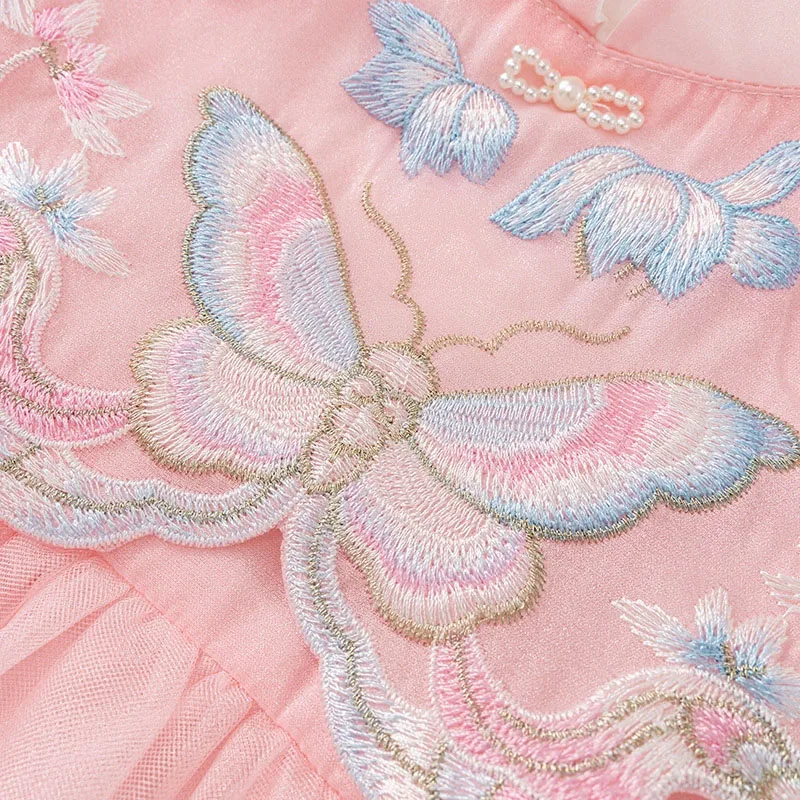 Vestido bebé de otoño de manga larga con bordado mariposa - imagen 4