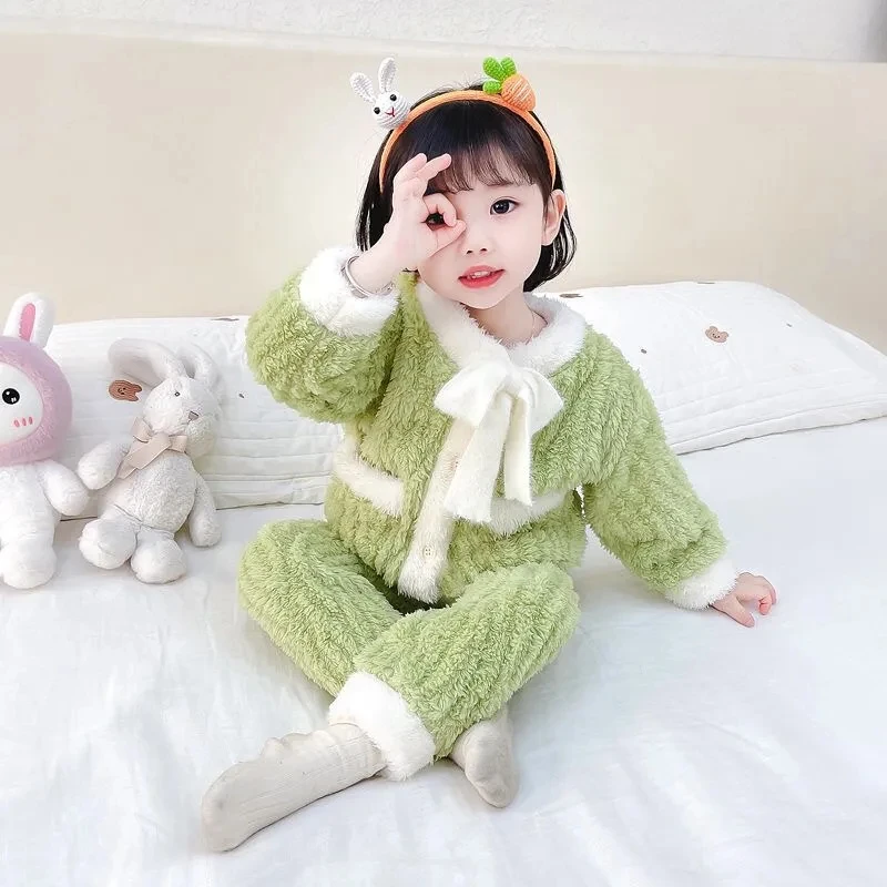 Pijama de invierno de franela gruesa de dos piezas para niños - imagen 2