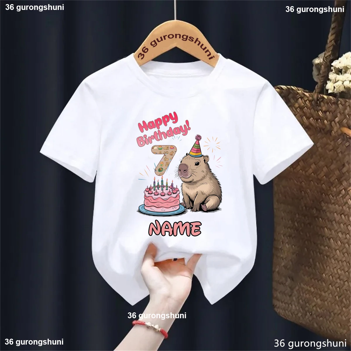Camiseta blanca con capybara unisex para niños - imagen 4