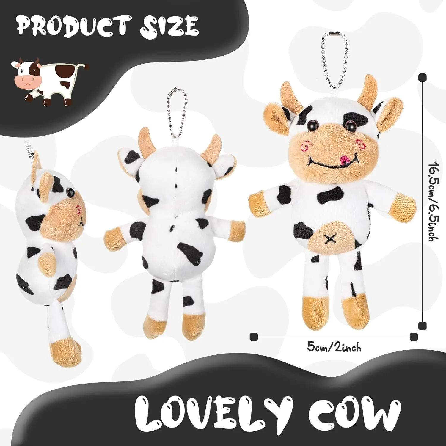 Llavero de peluche con forma de vaca – Ideal para niños y bebés - imagen 5