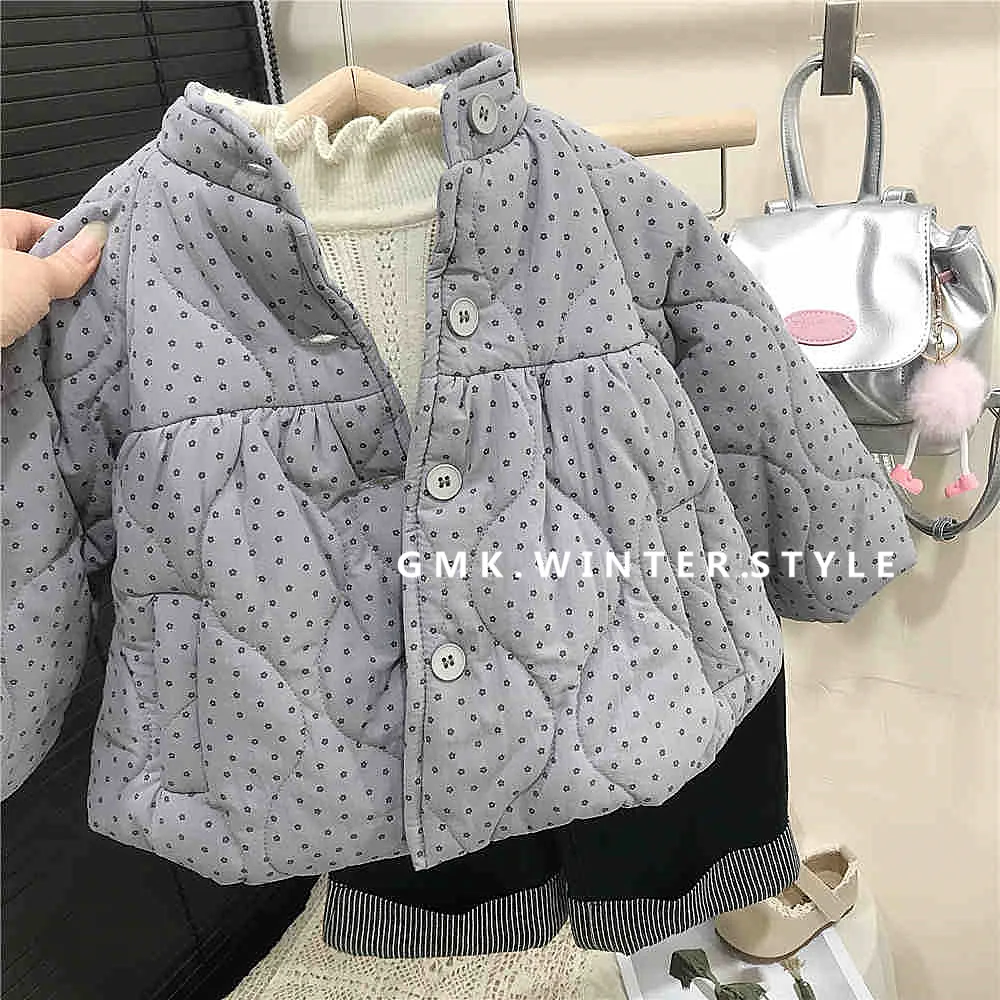 Abrigo acolchado de invierno para niños con parka floral cálida - imagen 5