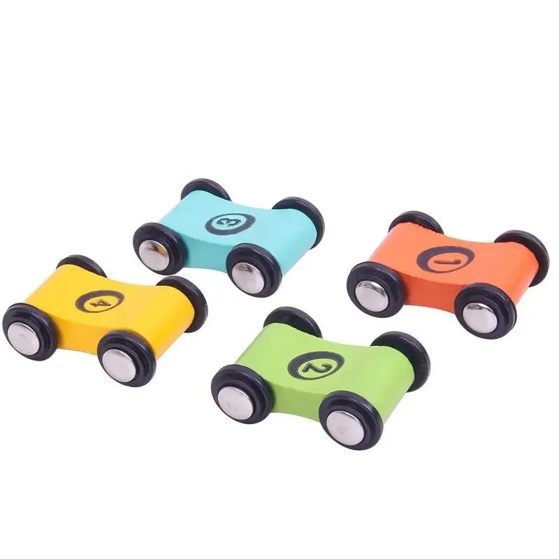 Coche de madera deslizante para niños con rampa y pista colorida - imagen 2