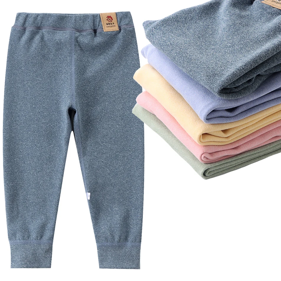 Pantalones térmicos infantiles de vellón suave con tobillos elásticos - imagen 2