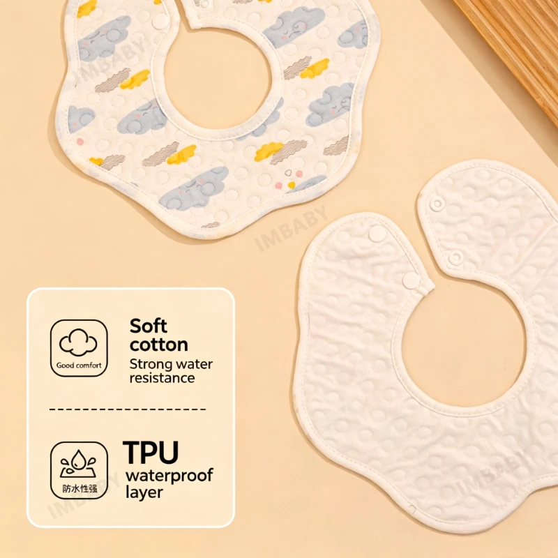 IMBABY Baberos impermeables de algodón para bebé, absorbentes - imagen 4