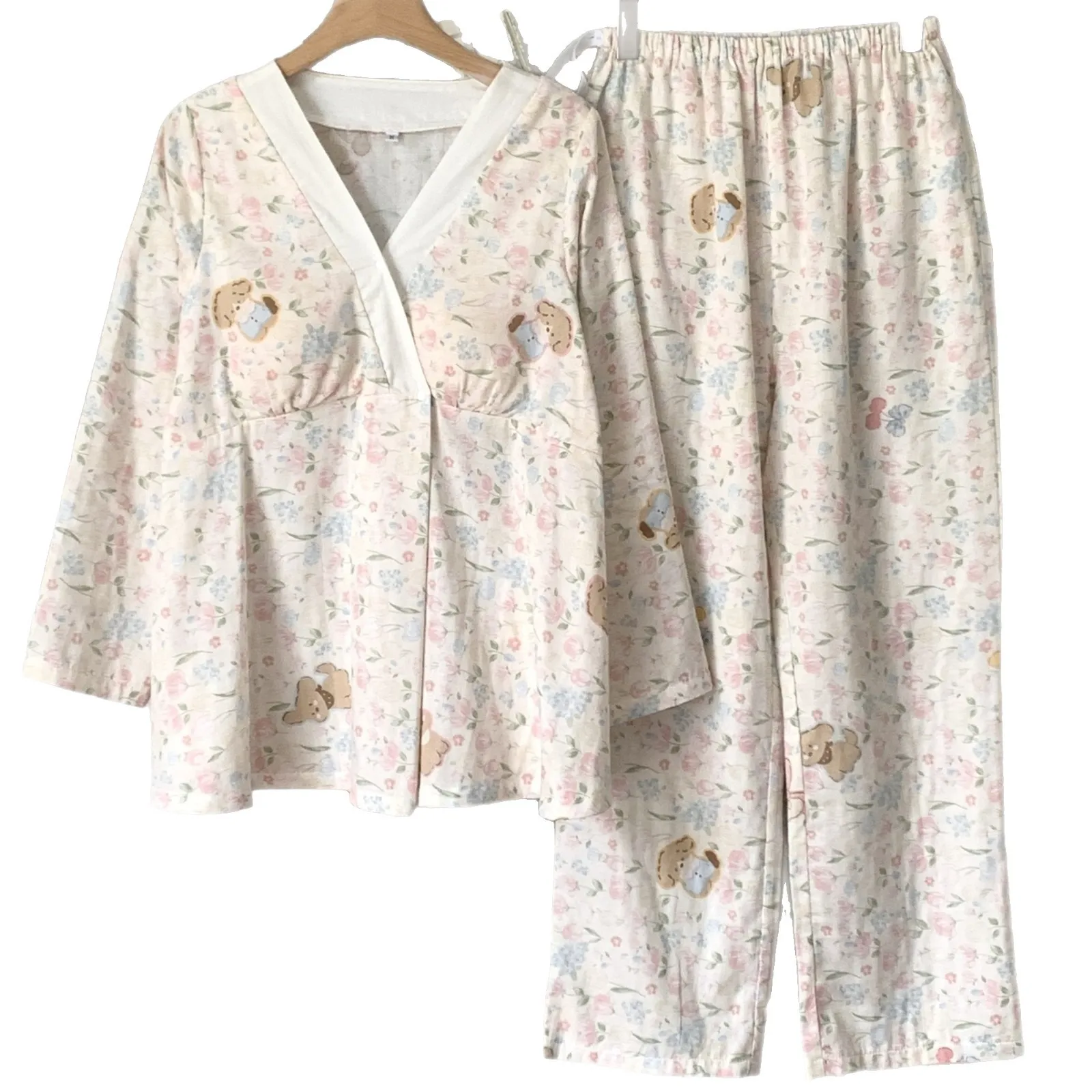 Pijama de lactancia de algodón para embarazadas y maternidad - imagen 2