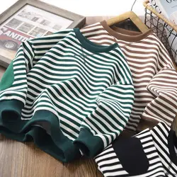 Sudadera a rayas infantil para otoño y primavera, estilo deportivo