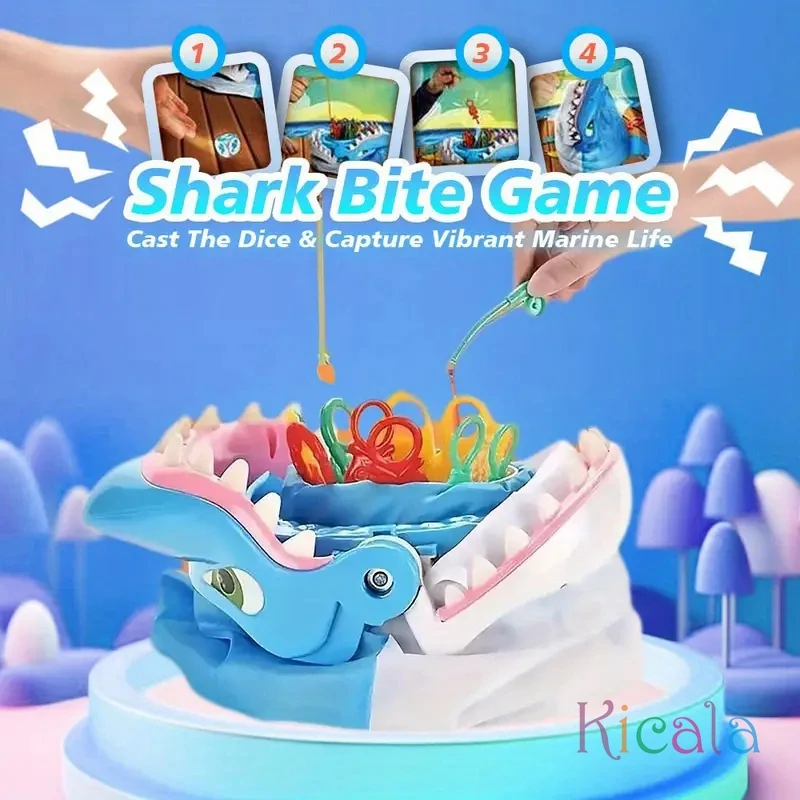 Juego de mordida con criaturas marinas y temática de tiburón