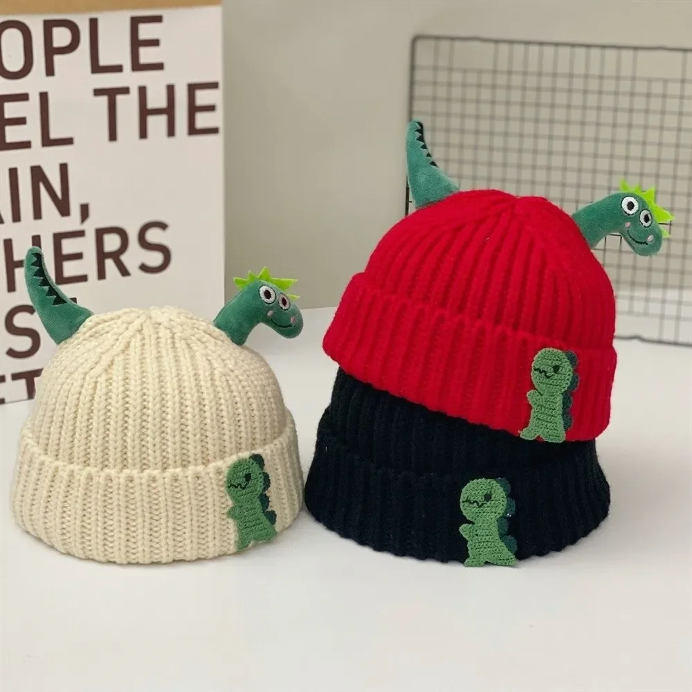 Gorro de punto dinosaurio para niños y niñas, cálido cortaviento - imagen 5