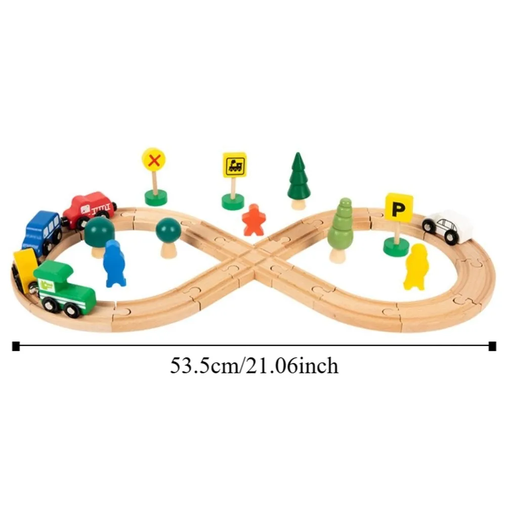 Tren de madera en forma 8 con pista ensamblable para niños educativo - imagen 5