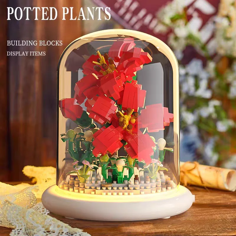 Bloques de construcción LED con flores eternas, bonsái decorativo - imagen 5