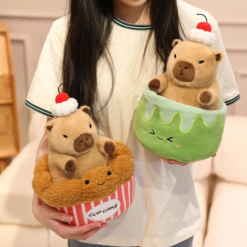 Peluche capibara tierno con cruasán y gofre, ideal regalo - imagen 5