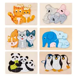 Rompecabezas de animales de madera educativo para preescolar sensorial