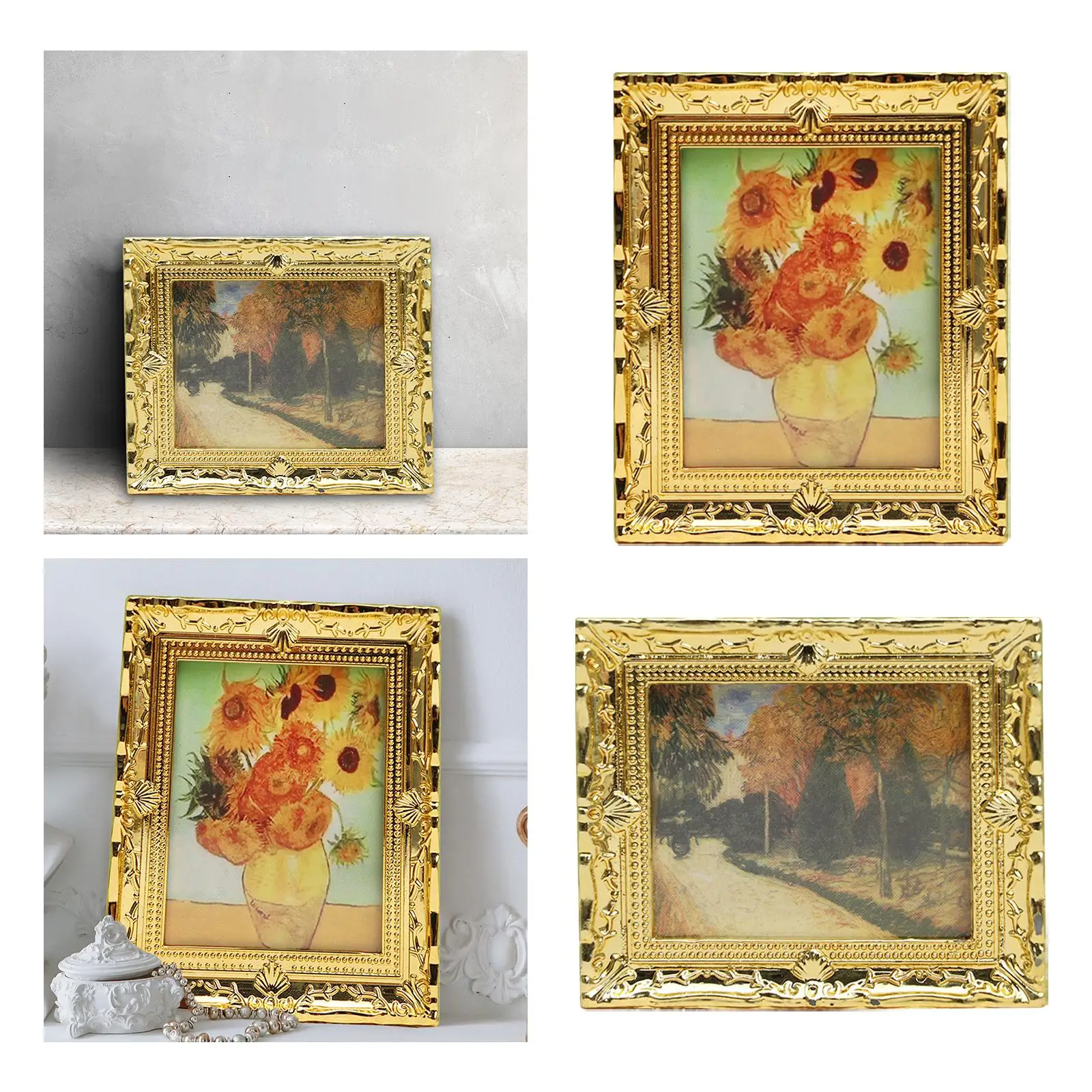 Marco fotos miniatura estilo vintage resina para casa de muñecas - imagen 2