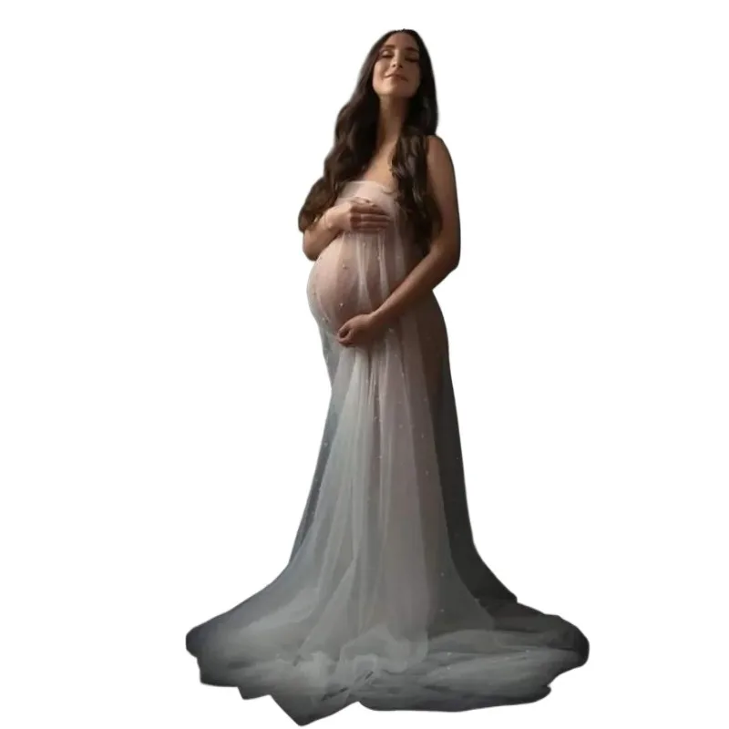 Vestido de maternidad sin tirantes tul para fotos - imagen 5