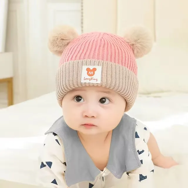 Juego de gorro y bufanda de invierno para bebé de punto oso - imagen 3