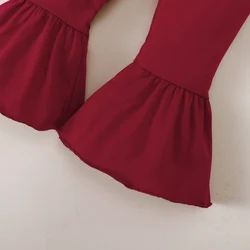 Conjunto infantil para niña: manga abombada, pantalón acampanado y sombrero