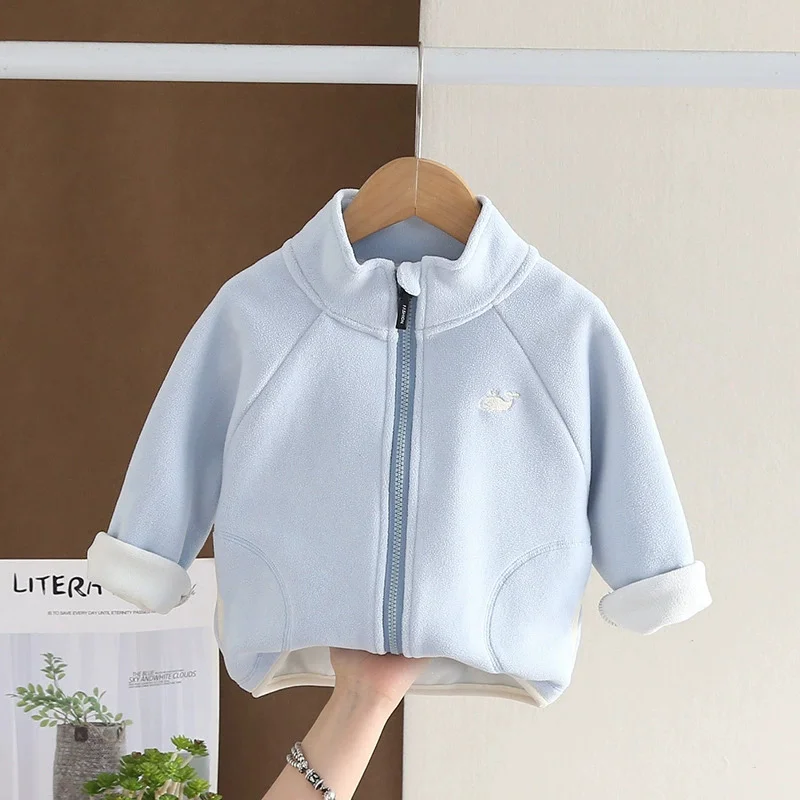 Chaqueta de lana infantil cálida con cuello alto para invierno - imagen 3