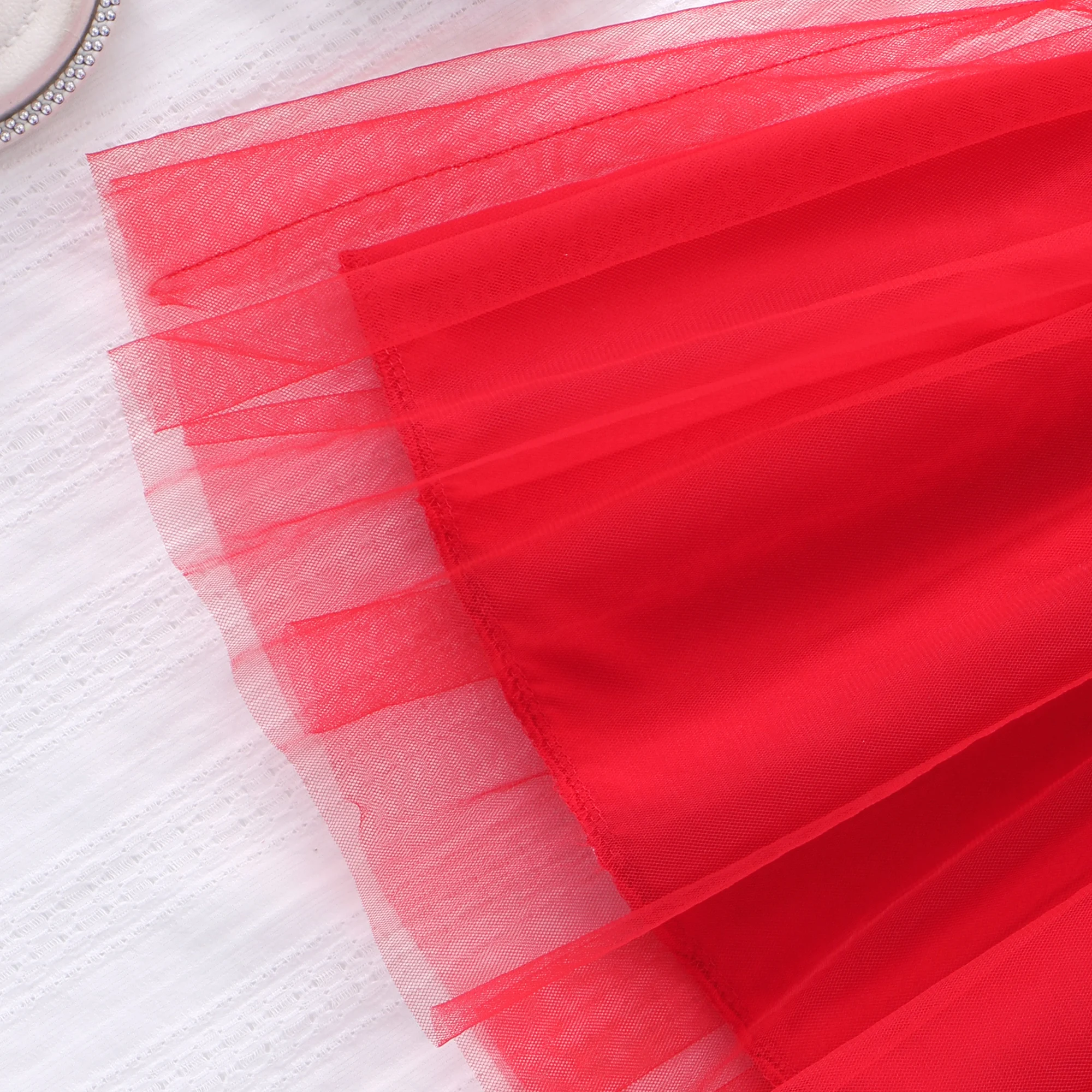 Vestido princesa rojo de flores para niña de manga corta verano - imagen 3