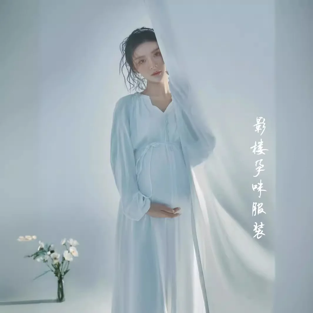 Vestido maternidad algodón largo para fotos de embarazo - imagen 3