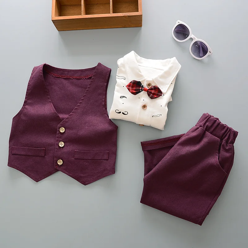 Conjunto infantil con chaleco, camisa y pantalones para niño pequeño - imagen 2