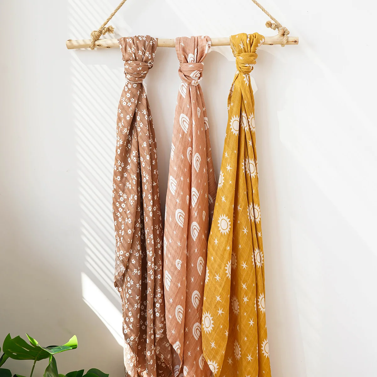 Set de 3 mantas de bambú con diferentes estampados