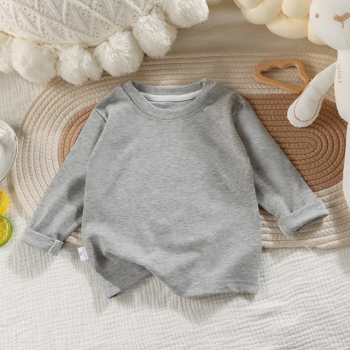 Camiseta manga larga algodón para niños y niñas básica cuello redondo - imagen 5