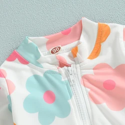 Tregren bañador de manga larga floral con cremallera para niñas