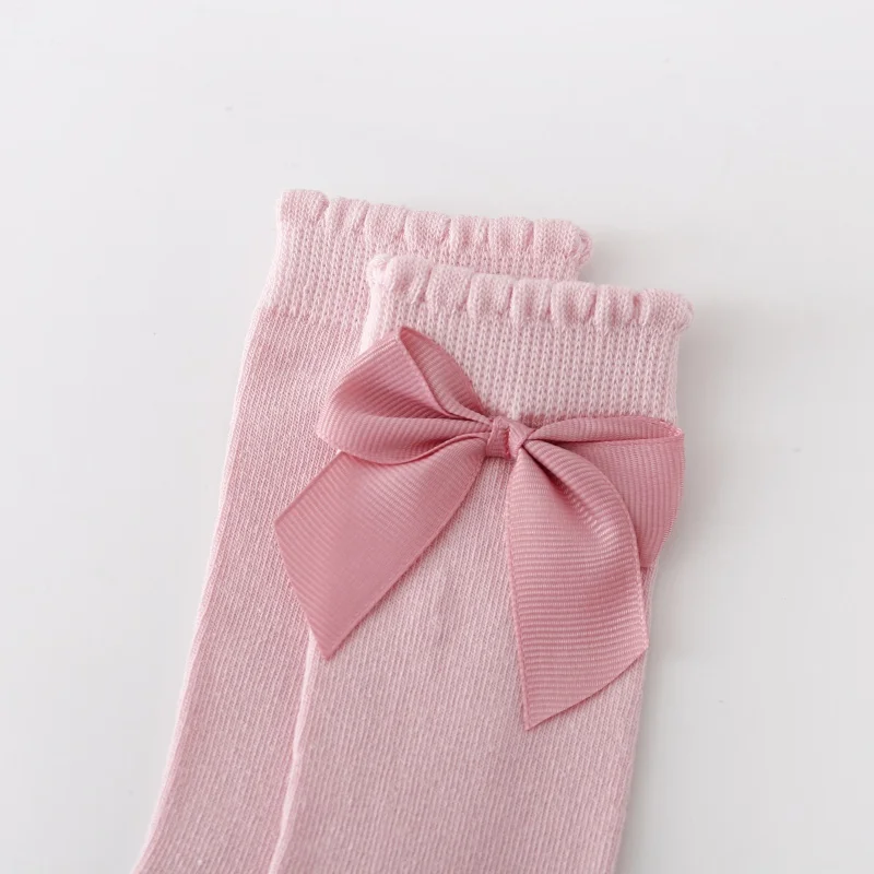 Calcetines altos de algodón para niñas con lazos y estilo vintage - imagen 4