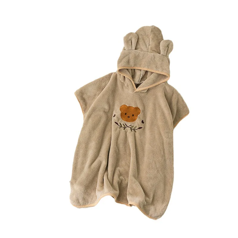 Albornoz con capucha de lana súper suave con dibujos para niño