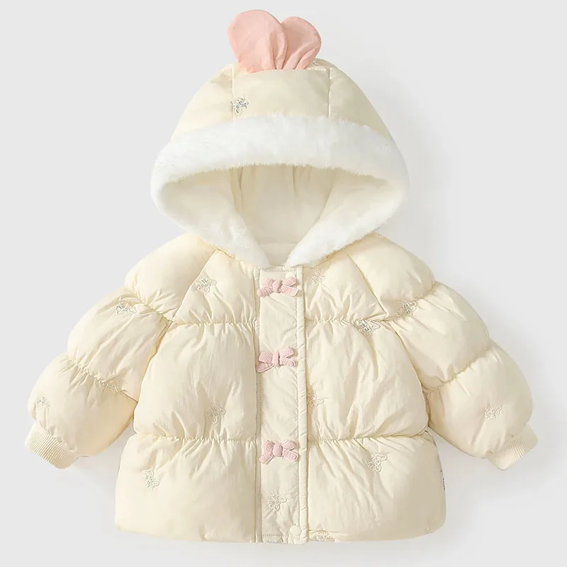 Abrigo invierno niña forro polar capucha estilo princesa