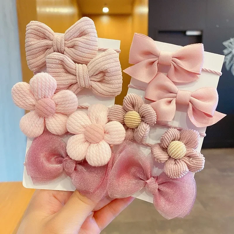 Diademas elásticas con lazo grande y flores para niñas