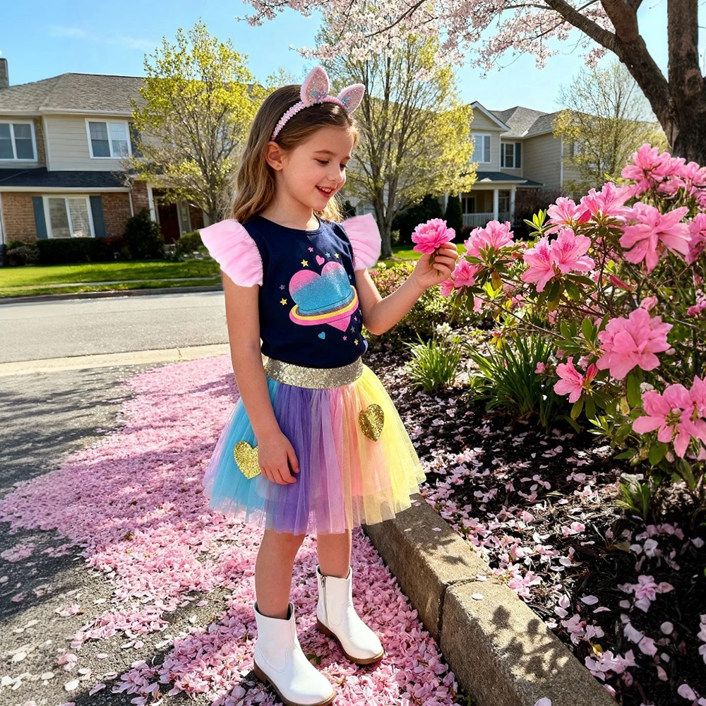 DXTON tutú infantil de tul estampado corazón para niñas - imagen 2