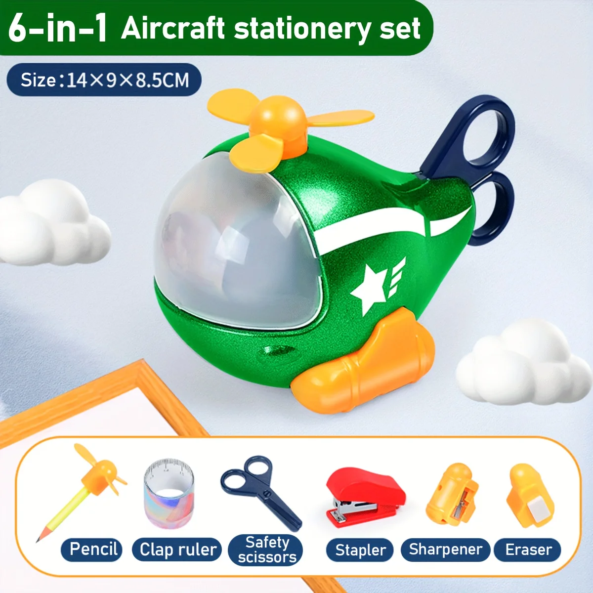 Avión de papelería 6 en 1 completo