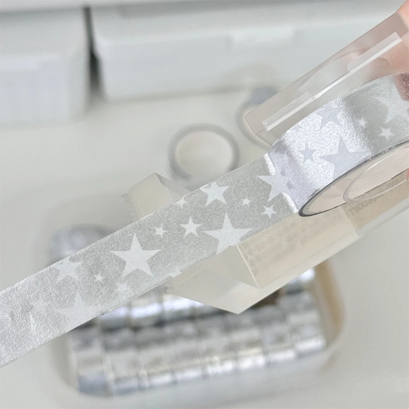 Cinta plateada con estrellas para envolver regalos y manualidades - imagen 3