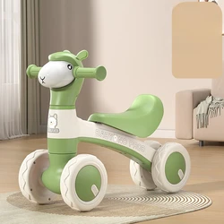 Bicicleta de equilibrio antivuelco para bebés sin pedales de 4 ruedas