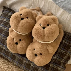 Pantuflas antideslizantes de algodón con suela para casa de oso