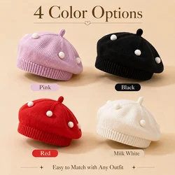 Gorro de punto para bebé unisex con pompón suave, estilo pintor