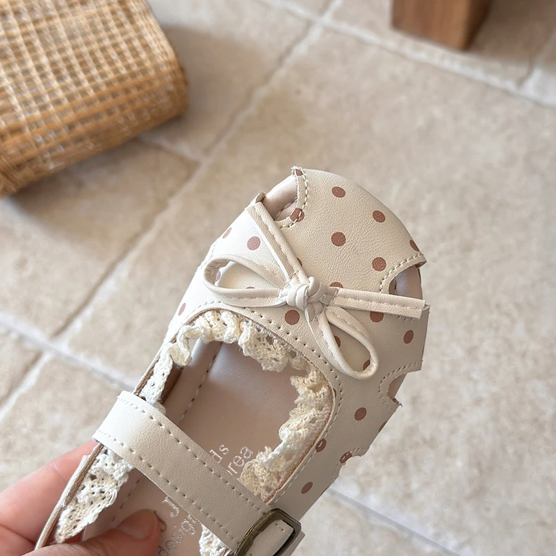 Sandalias de verano con encaje antideslizantes de suela suave para niñas - imagen 3