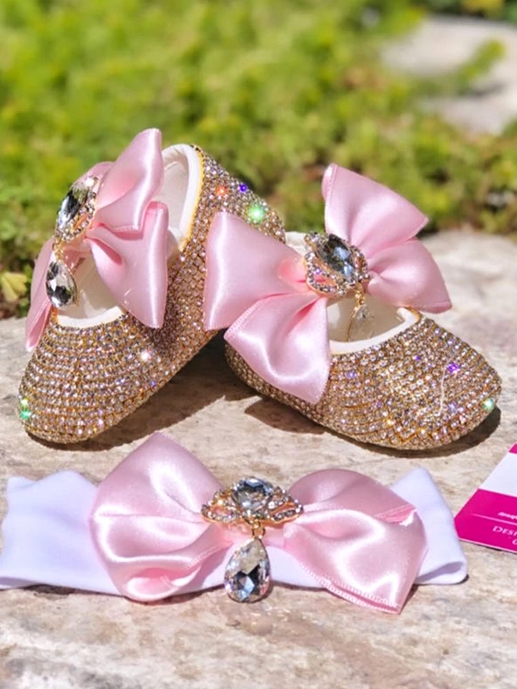 Dollbling zapatos de bebé casual con lazo rosa y strass - imagen 5