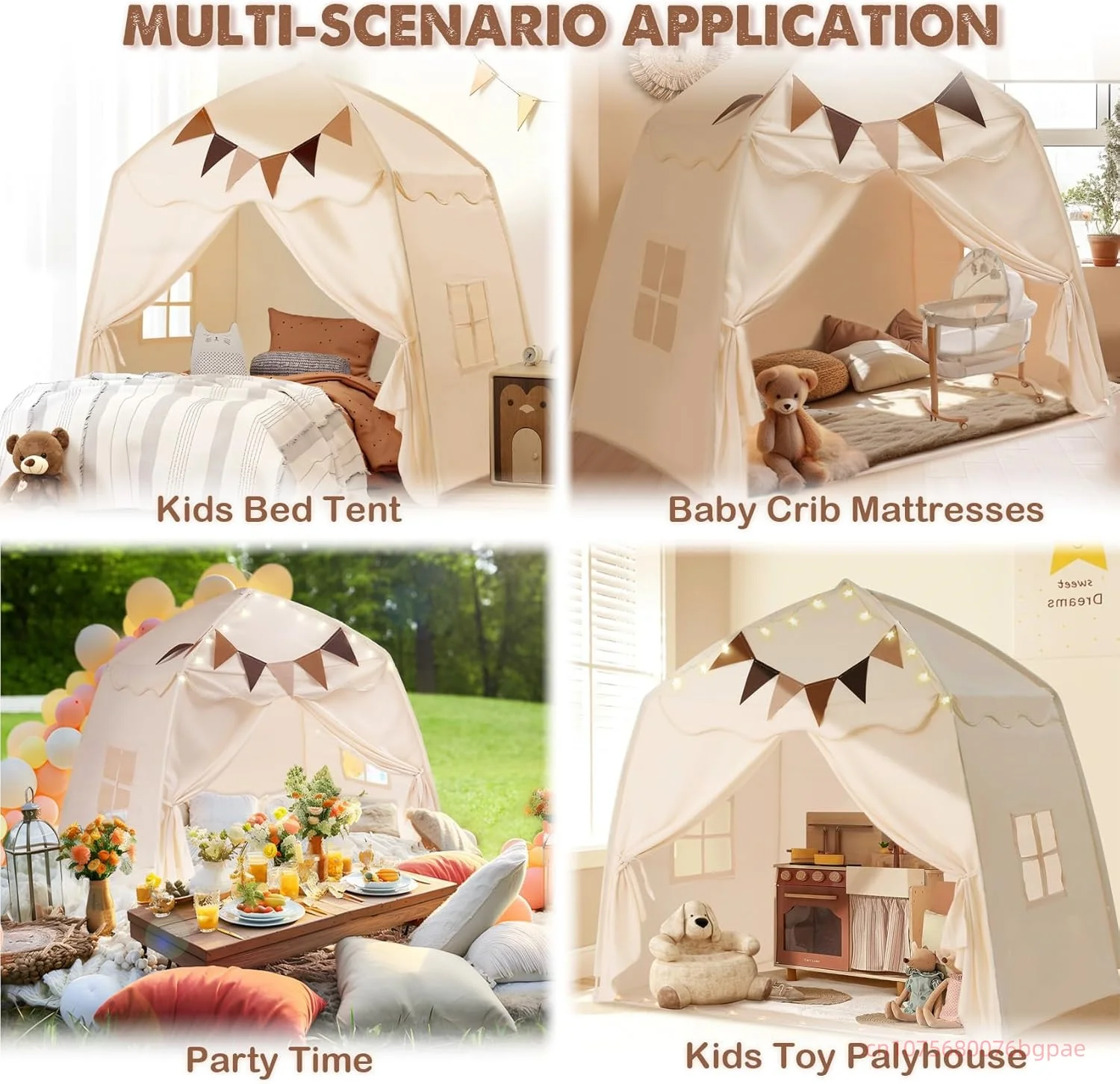 Tienda de juego infantil con dosel para dormitorio