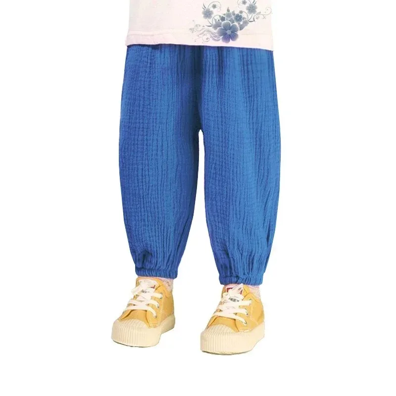 Pantalones harem de lino y algodón estilo coreano para niñas - imagen 2