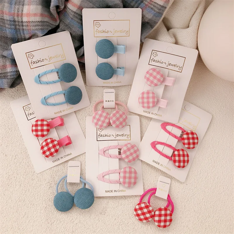 Diadema de tela a cuadros con goma elástica para niñas y flequillo - imagen 4
