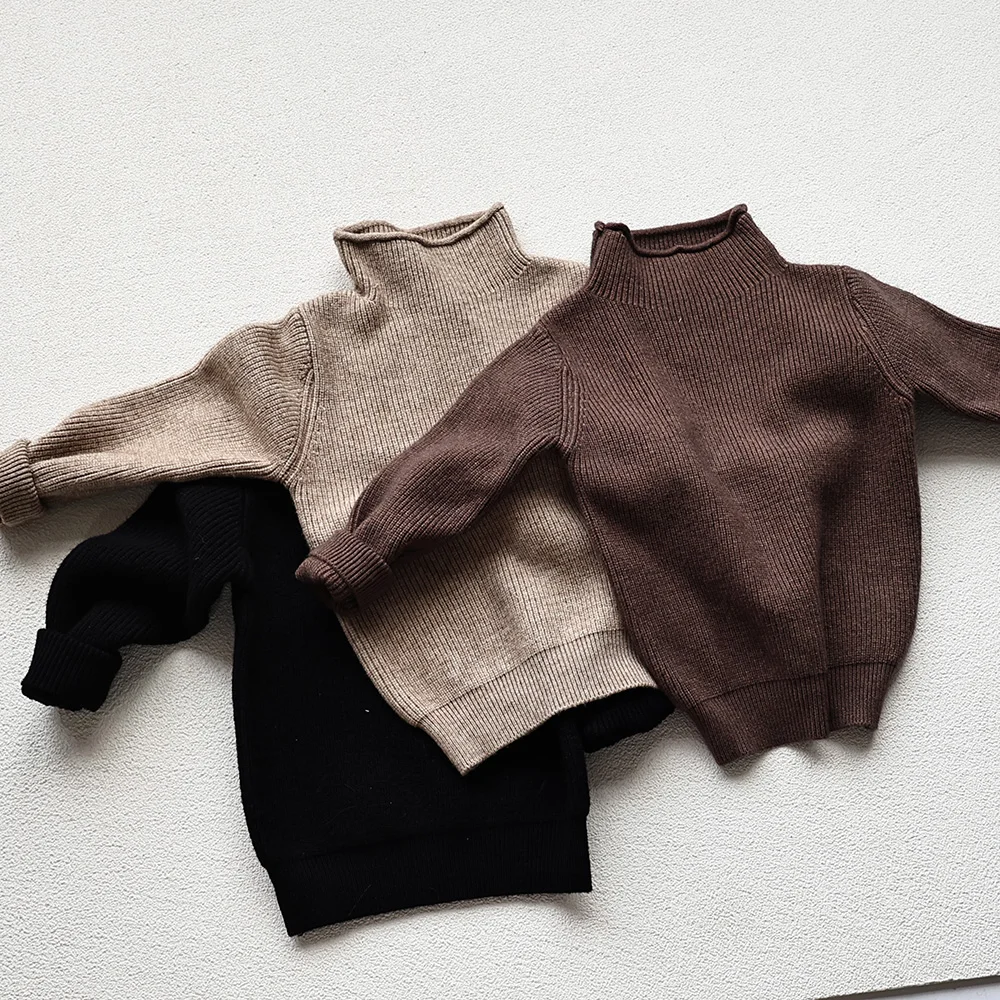 MILANCEL Suéter de punto cuello alto para niños y niñas - imagen 2