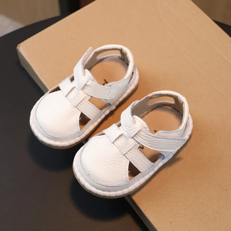 Sandalias de cuero genuino para niños con suela antideslizante