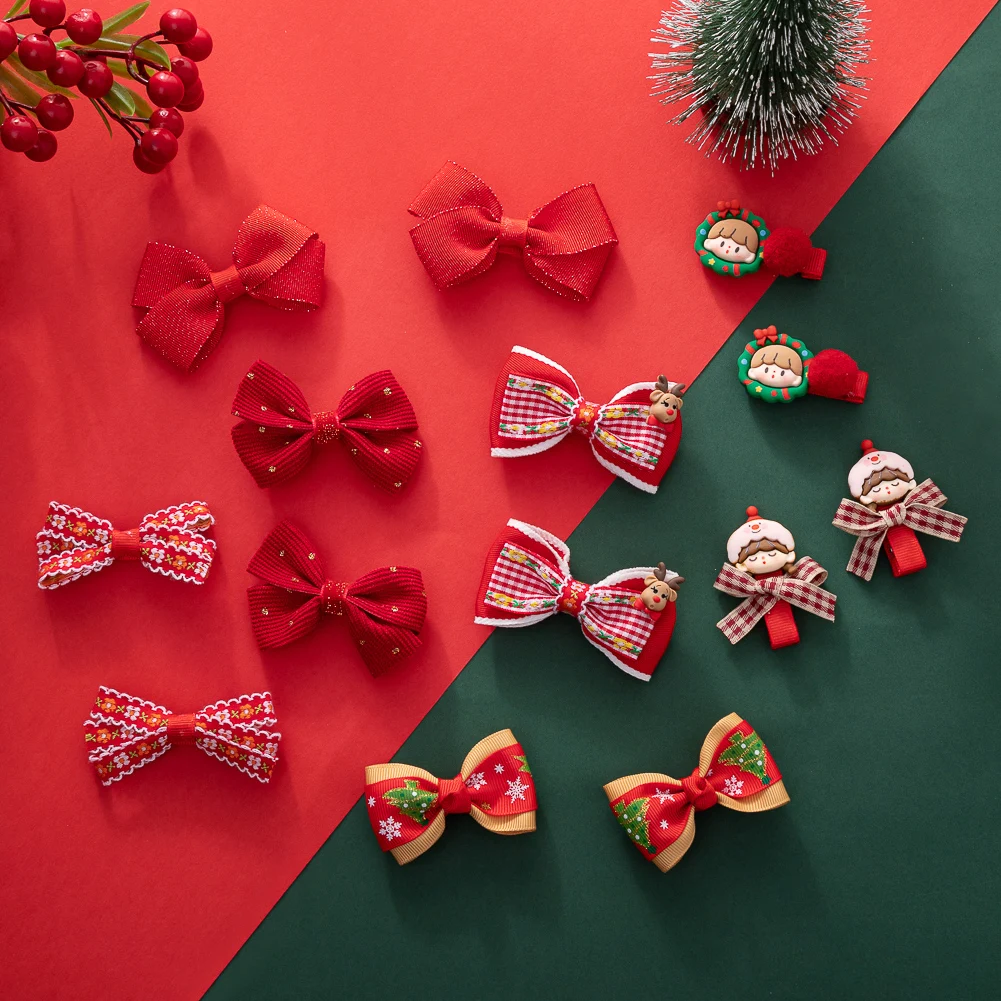 Pinzas de pelo navidad para niña – Set con lazos y flores - imagen 5