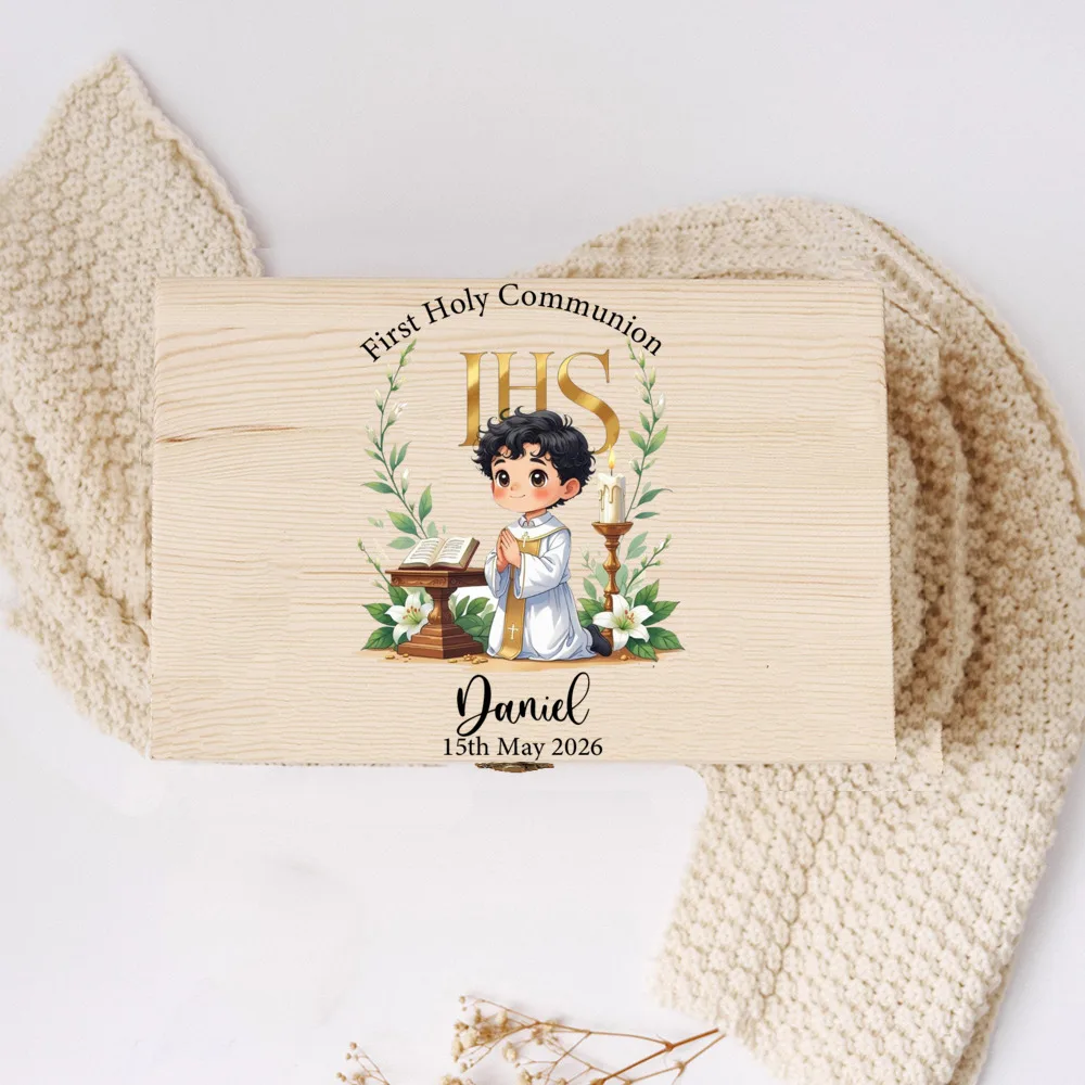 Caja regalo personalizada de comunión con nombre y fecha infantil - imagen 3